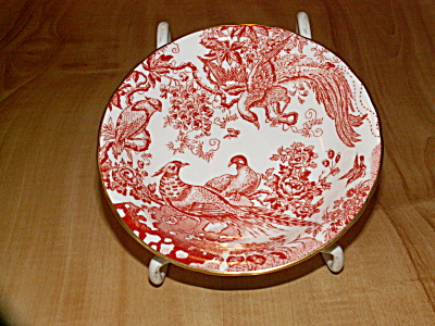 Vintage Royal Crown Derby China Small Fruit Bowl Saucer Red Aves A 74