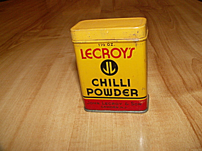 Vintage Lecroy's Chilli Powder Tin 1 1/2 Oz. John Lecroy Camden, Nj