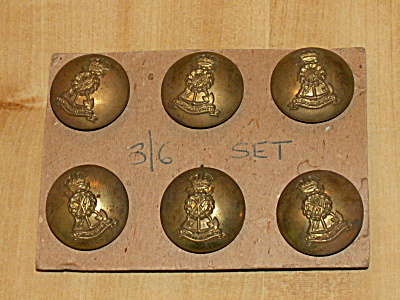 6 Brass Buttons Wwii Royal Military Army England Labor Omnia Vincit