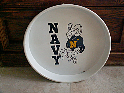 Vtg Us Naval Academy Va Navy Metal Beer Tray Bill The Goat Mascot