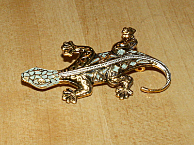 Vintage Costume Jewelry Pin Brooch Salamander Lizard Gecko Reptile