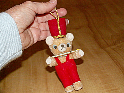 Vintage Japan Christmas Ornament Marching Band Musician Bear Flute