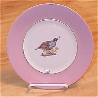 Sterling China California Quail Bird Plate, Arthur Singer & Carl Otto