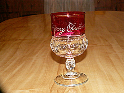 1969 King's Crown Cranberry Flash Red Goblet Merry Christmas Judy