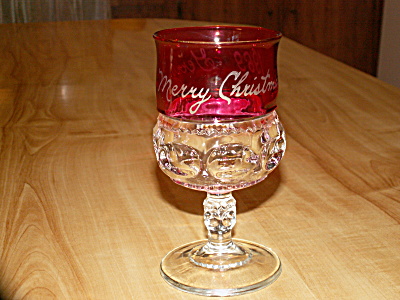 1969 King's Crown Cranberry Flash Red Goblet Merry Christmas Gerry