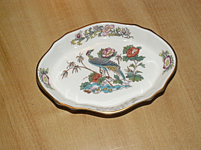 Lovely Vintage Wedgwood China Kutani Crane Bird Trinket Pin Dish