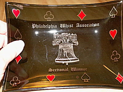 Vtg Mcm Whist Playing Card Game Philadelphia Tournament Glass Dish
