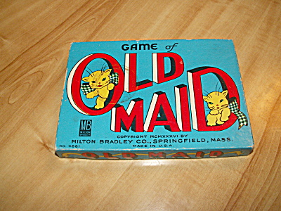 1936 Vtg Milton Bradley Co. Card Game Of Old Maid Box Only #4681 Cats