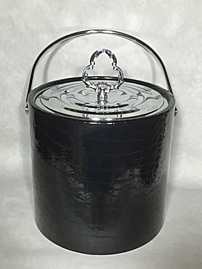 Midcentury Irvinware Black Plastic Large Size Ice Bucket