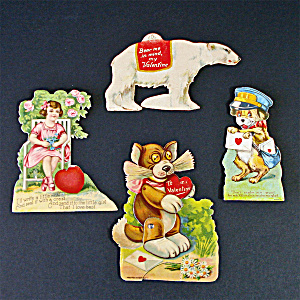 4 German Valentine Cards Circa 1910 Plus Easter Card