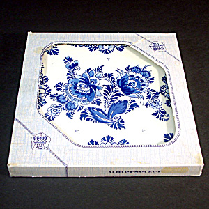 Boxed West Germany Blue Danube Floral Tile Trivet