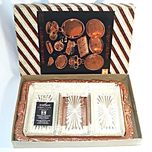 Copper And Glass Relish Serving Tray In Original Box