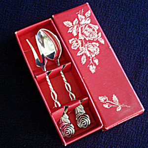 Boxed Swedish Silverplate Sweet Fork, Coffee Spoon Set