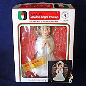 Double Glo 1976 Lighted Angel Christmas Tree Topper In Box