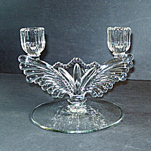 New Martinsville Queen Ann Crystal Double Candle Holder Candelabra