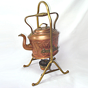 Antique Copper German Jugendstil Spirit Kettle