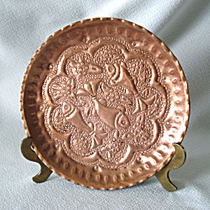 Persian Repousse Copper Swimming Fish Plate