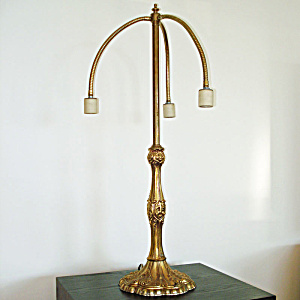 Mid Century Articulating 3 Arm Cast Brass Table Lamp