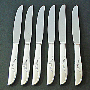 Jennifer Oneida 6 Silverplate Dinner Knives 1959