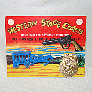 Western Stagecoach Antimony Toy Play Set Mint On Card