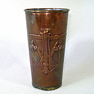 Art Nouveau Copper Tumbler Vase Or Tumbler