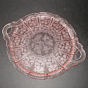 Jeannette Cherry Blossom Pink Depression Handled Tray
