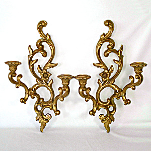 Syroco Gold Double Arm Wall Sconces