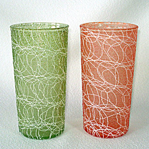 Color Craft Pair Spaghetti String Glass Tumblers