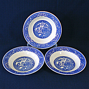 Royal China Blue Willow Ware Set 3 Soup Bowls