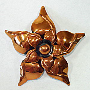 Double Layer Copper Star Flower Brooch Pin