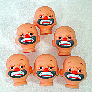 Six Hobo Clown Doll Heads For Soft Sculpture, Dollmaking Crafts