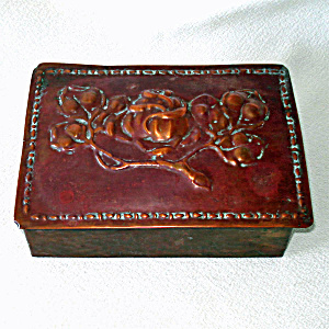 Arts And Crafts Copper Hand Wrought Wood Lined Box