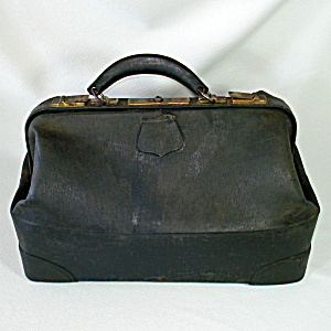 1930s Black Naugahyde Doctor Bag
