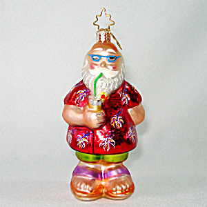 Radko Beach Comber Santa Glass Christmas Ornament