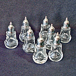 Set 8 Individual Glass Salt And Pepper Shakers
