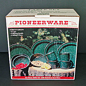 Pioneerware Enameled Steel Camping Dishes Set Mint In Box