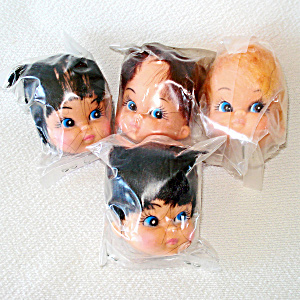Pixie Style Vinyl Craft Doll Heads Set Of 4