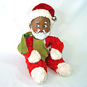 African American Knickerbocker Plush Baby Santa Christmas Doll