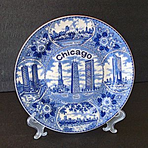 Chicago Blue Transferware English Souvenir Plate