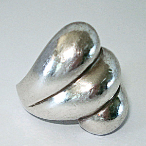 Mexico Sterling Puffy Swirl Ring Size 6.5