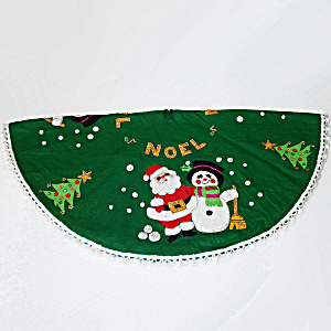 Noel Santa Snowman Sequin Felt Applique Christmas Tree Skirt