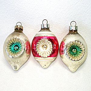 Usa 1940s Teardrop Indent Glass Christmas Ornaments