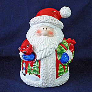 Home Interiors 2004 Santa With Cardinal Christmas Cookie Jar