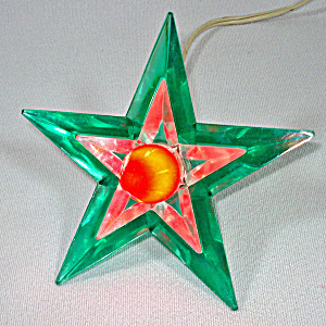 Noma Glo Star Lighted Green Lucite Christmas Tree Topper