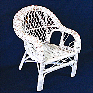 White Wicker Doll Chair 12 Inches High