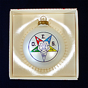 Order Of The Eastern Star Masonic Glass Christmas Ornament