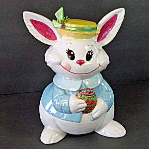 Ceramic Easter Bunny Cookie Jar Dated 1978