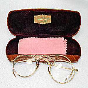 Antique Gold Filled Spectacles With Case For Display