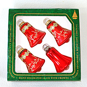 Box Christmas By Krebs Red Bells Glass Ornaments