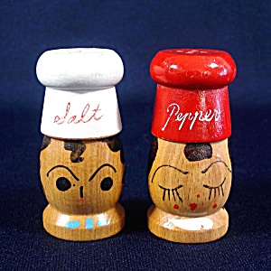 Retro Wooden Chefs Salt And Pepper Shakers